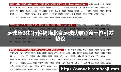 足球意识排行榜揭晓北京足球队荣登第十位引发热议